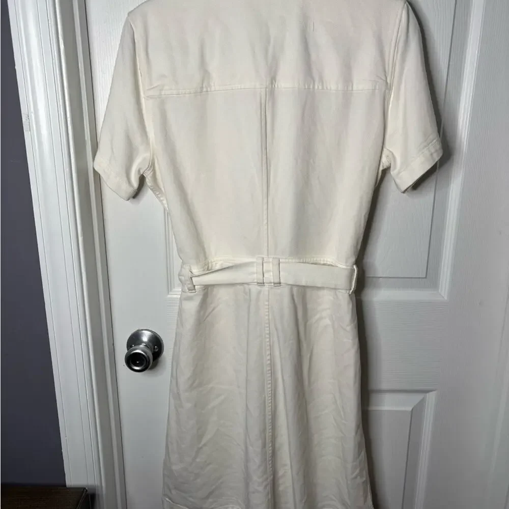 Rails White Button Front Belted Shirt Dress Medium